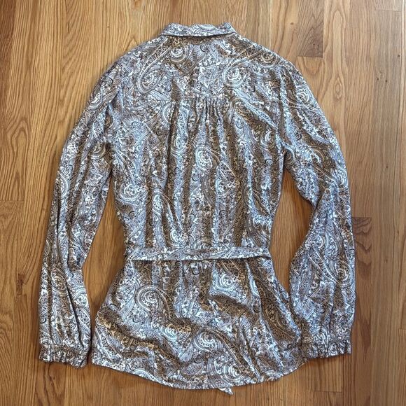 LANDS END long sleeve button up blouse with belt sz XS (2-4) - Picture 4 of 5